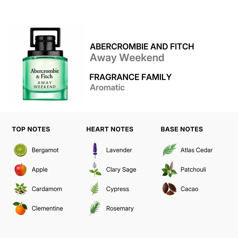 Abercrombie & Fitch Away Weekend for Men Eau de Toilette – Spray, 50 ml / 1.7 fl.oz.