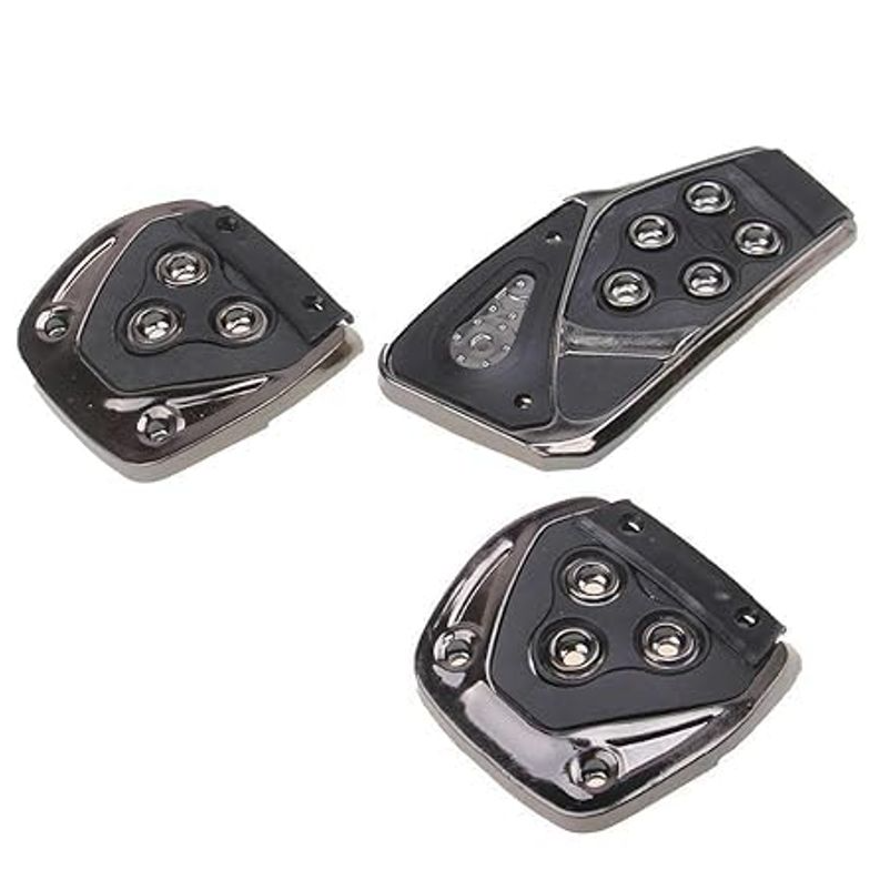 Custom Ride Pedal Pad Cover Set 3 Piezas Gas Brake Clutch Non-Slip Cromado.