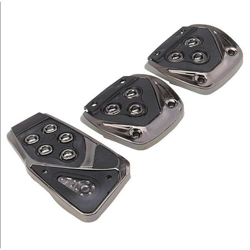 Custom Ride Pedal Pad Cover Set 3 Piezas Gas Brake Clutch Non-Slip Cromado.