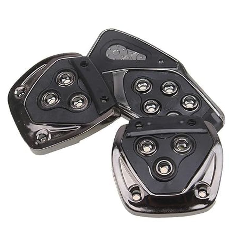 Custom Ride Pedal Pad Cover Set 3 Piezas Gas Brake Clutch Non-Slip Cromado.