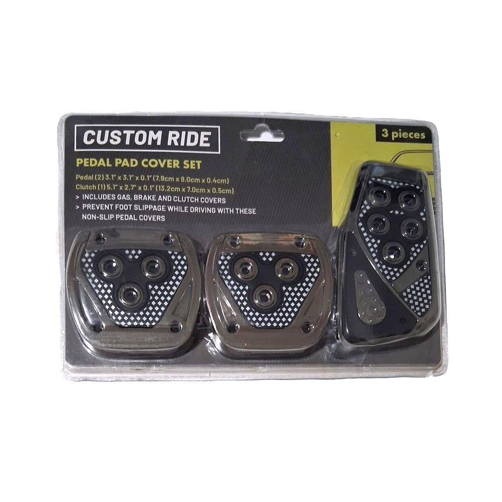 Custom Ride Pedal Pad Cover Set 3 Piezas Gas Brake Clutch Non-Slip Cromado.