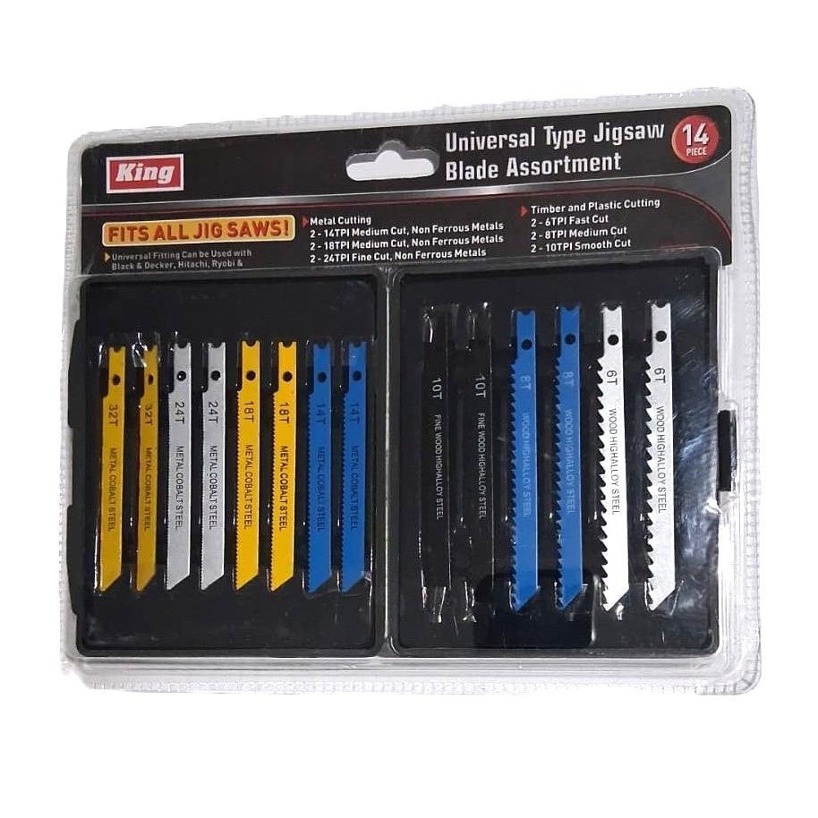 King Universal Jigsaw Blade Assortment – 14 Piece, Wood, Plastic & Metal Cutting