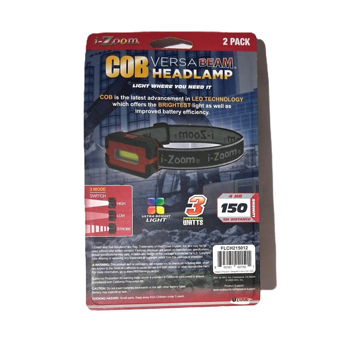 Linterna Frontal COB i-Zoom Versa Beam 150 Lúmenes – Paquete de 2