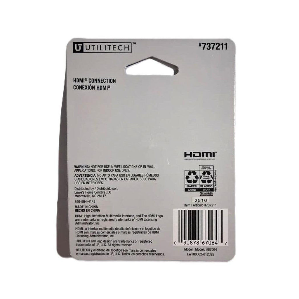 Utilitech HDMI Right-Angle Adapter – 4K Ultra HD, Audio & Video (737211)