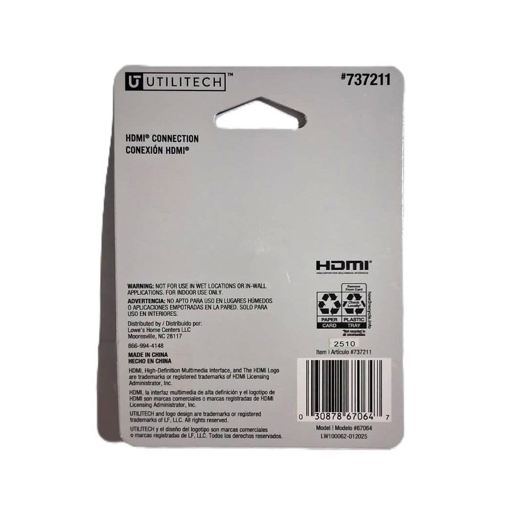 Utilitech HDMI Right-Angle Adapter – 4K Ultra HD, Audio & Video (737211)