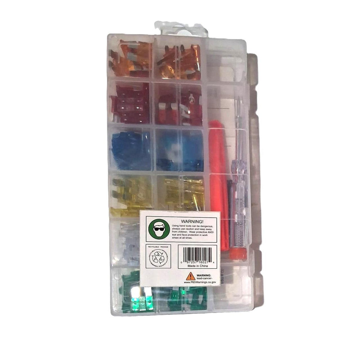 GRIP 150 PC Auto Fuse Assortment Estandar y Mini 5-30A con Tester Pinza y Tweezers | #16027
